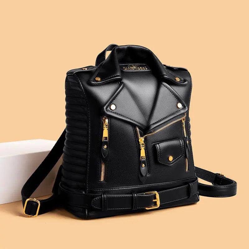 Trendy Leather Textured Jacket Backpack - MRC STORE