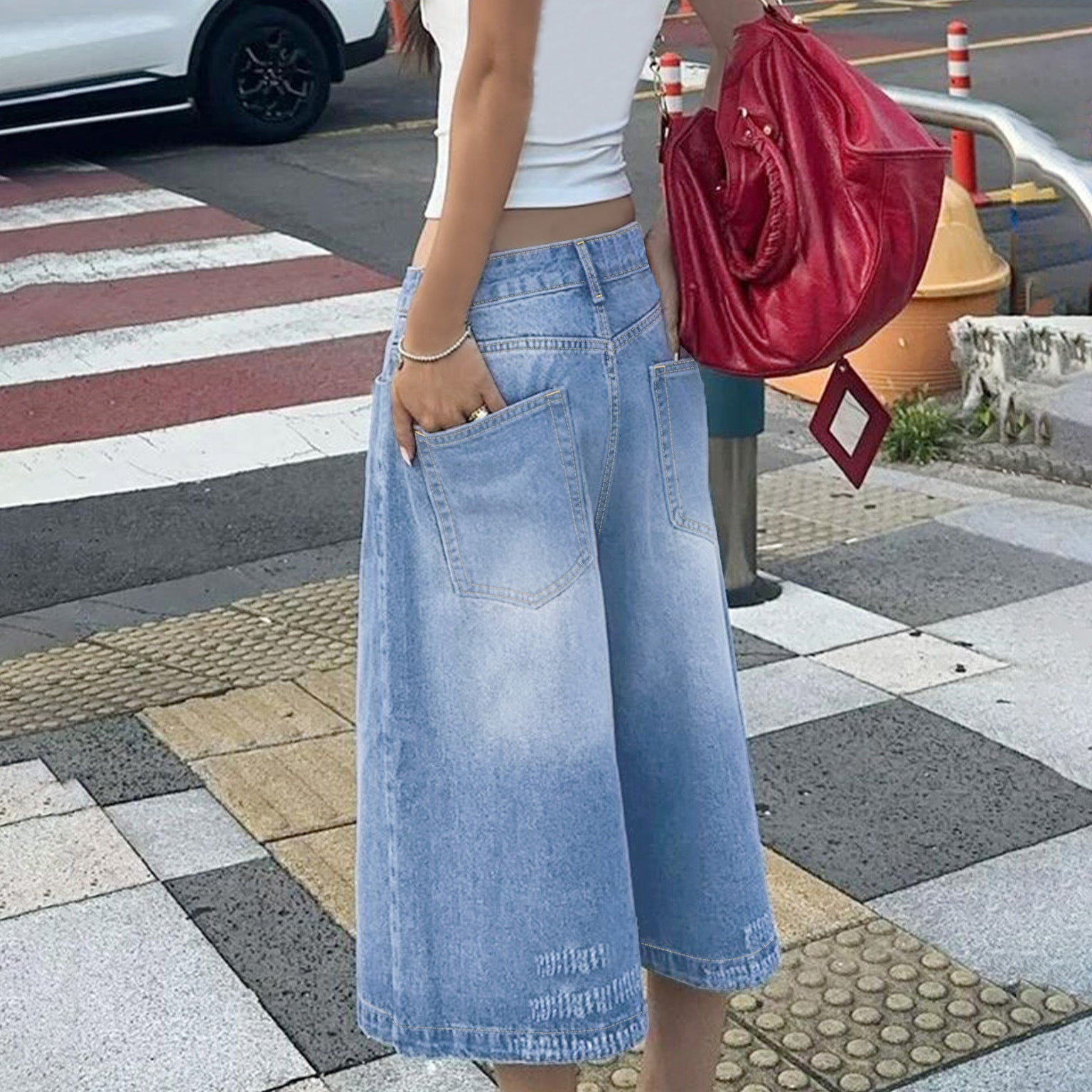 Women’s Denim Shorts - Multi-Breasted Cropped Fit My Store