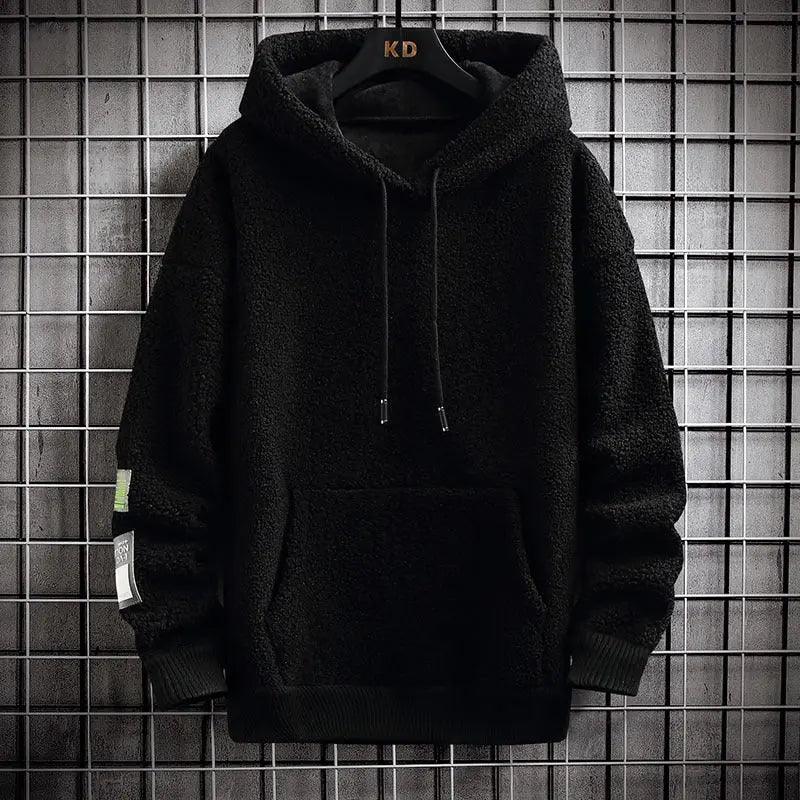 Cozy Sherpa Fleece Hoodie with Utility Patch Detail - MRC STORE