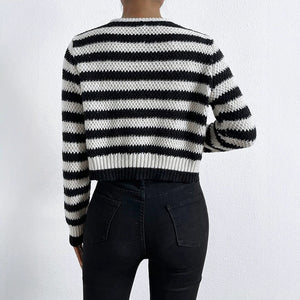 Women’s Cardigan Jacket - Striped Round Neck