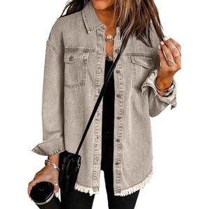 Denim Lapel Top – Casual Style - MRC STORETopMy StoreDenim Lapel Top – Casual StyleMRC STORECJYD210966725YBWhite2XL