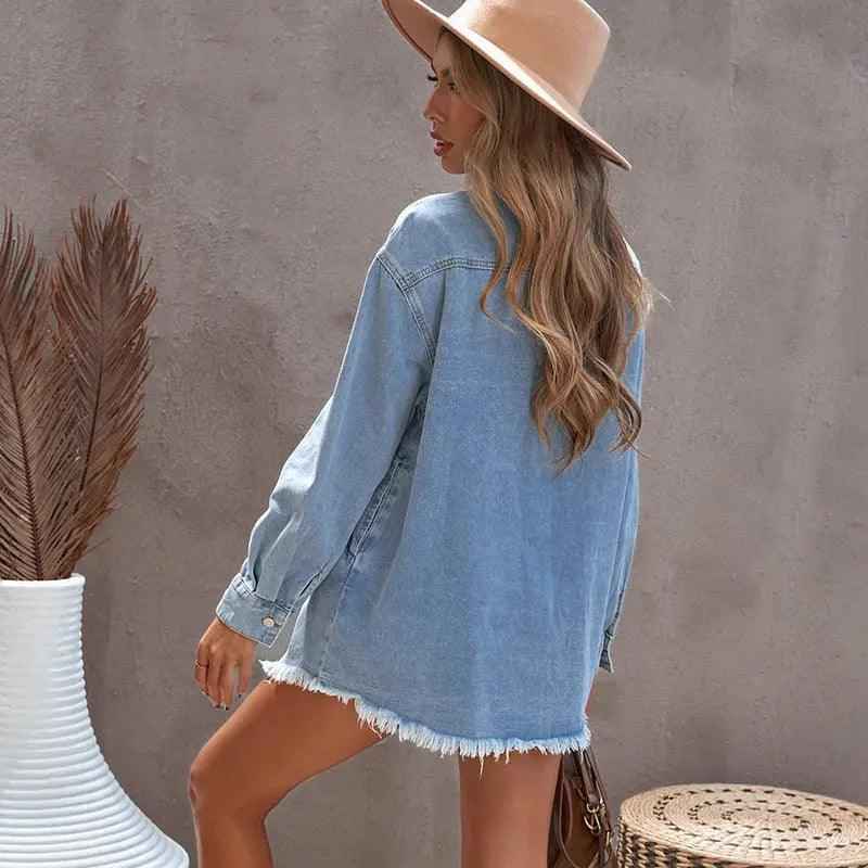 Denim Lapel Top – Casual Style - MRC STORETopMy StoreDenim Lapel Top – Casual StyleMRC STORECJYD210966710JQBlack2XL