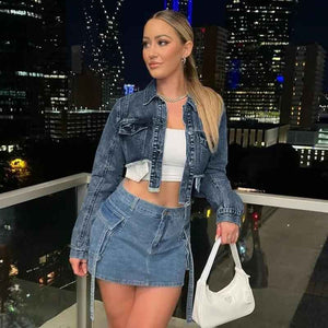 Denim Polo Short Coat - MRC STORETopMy StoreDenim Polo Short CoatMRC STORECJYD210592003CXBlueL