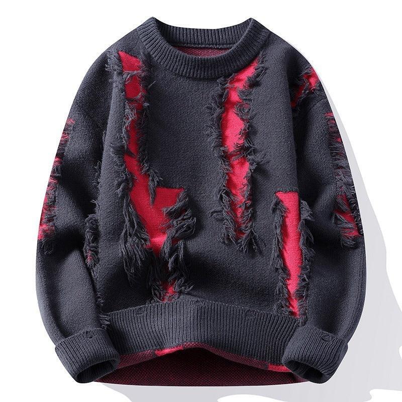 Distressed Knit Patchwork Pullover Sweater – A Bold Statement for Winter Style - MRC STORESweaters & HoodiesMy StoreDistressed Knit Patchwork Pullover Sweater – A Bold Statement for Winter Style - MRC STOREMRC STORECJYD223445913MNGray And Red165cm