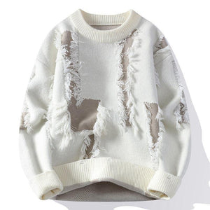 Distressed Knit Patchwork Pullover Sweater – A Bold Statement for Winter Style - MRC STORESweaters & HoodiesMy StoreDistressed Knit Patchwork Pullover Sweater – A Bold Statement for Winter Style - MRC STOREMRC STORECJYD223445907GTWhite165cm