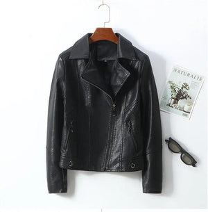 Lapel Small Leather Coat - MRC STORE