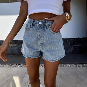 Women’s Denim Shorts - Rhinestone Straight My Store