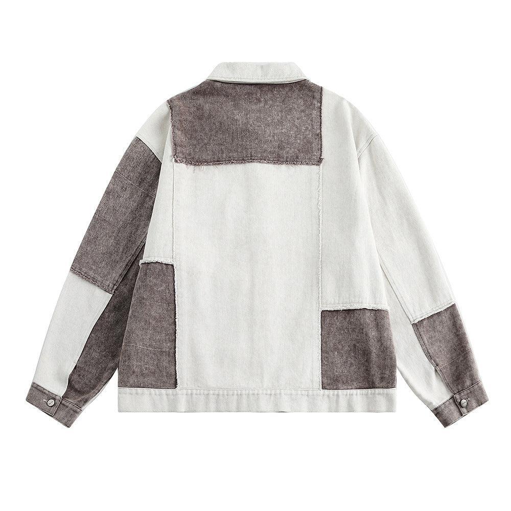 Color Patchwork Denim Jacket – Irregular Design - MRC STORE