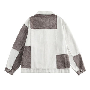 Color Patchwork Denim Jacket – Irregular Design - MRC STORE