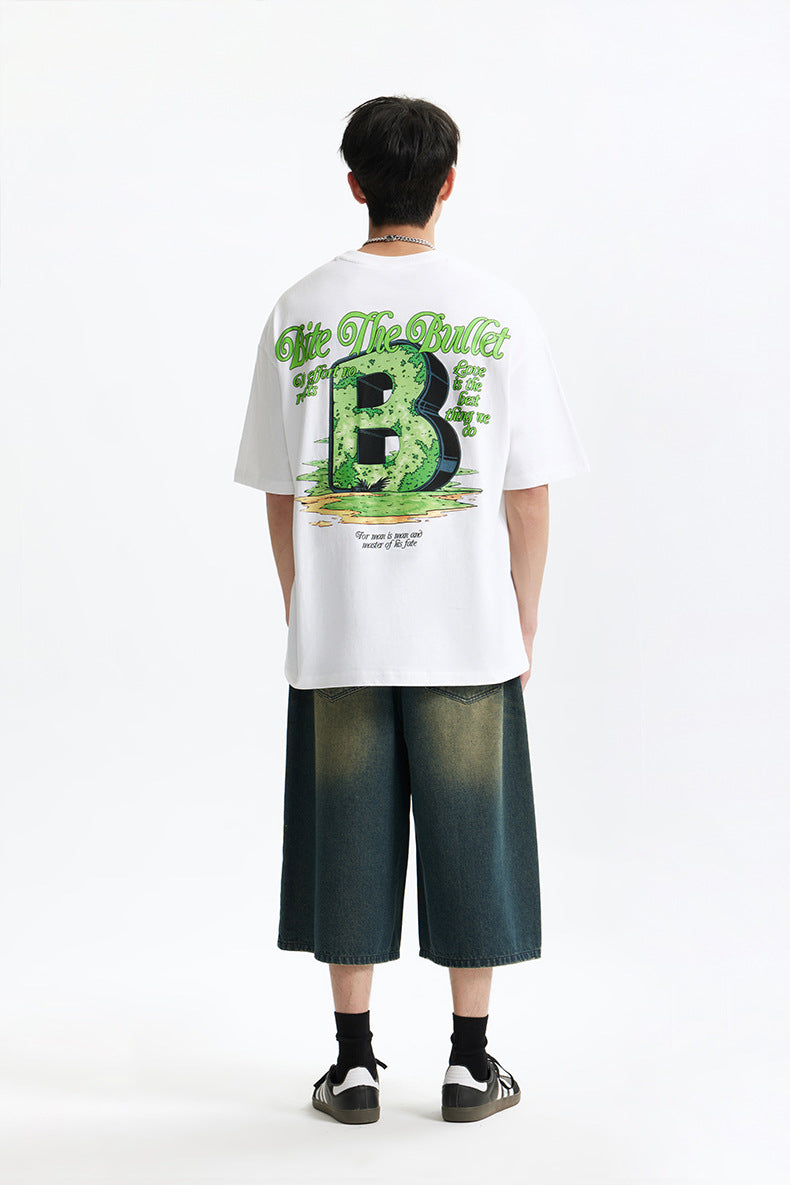Men’s Printed T-Shirt - Letter B Loose My Store