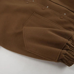 Vintage Woolen Stand Collar Coat - MRC STORE