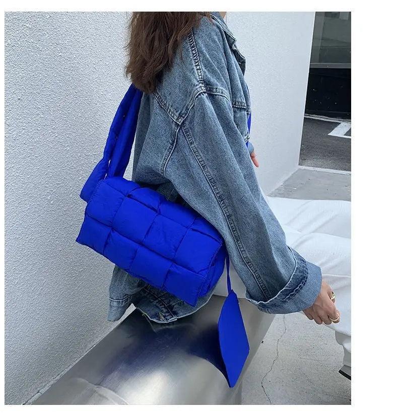 Woven Diamond Plaid Crossbody Pillow Bag - MRC STORE