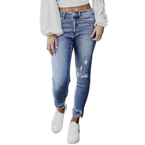 Skinny Ripped Frayed Jeans - MRC STORE