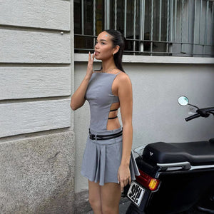 Women’s Backless Dress - Pleated A-Line Sling My Store