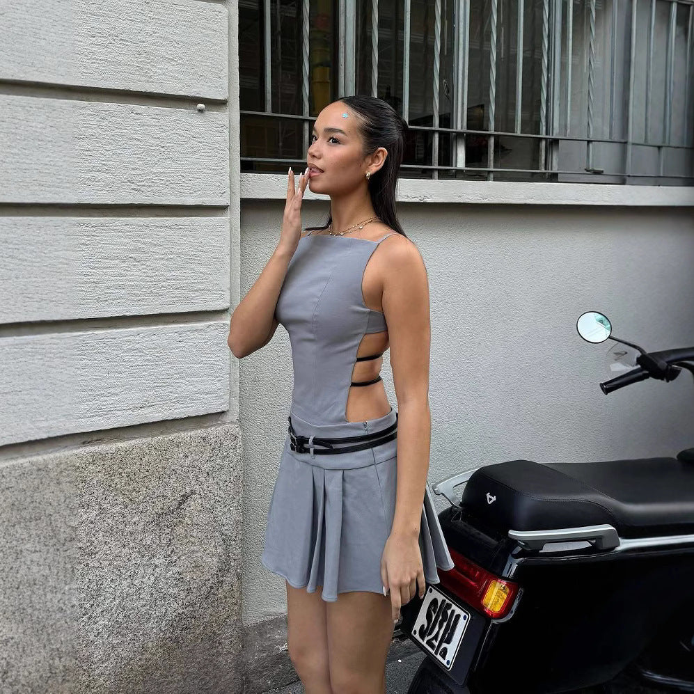 Women’s Backless Dress - Pleated A-Line Sling My Store