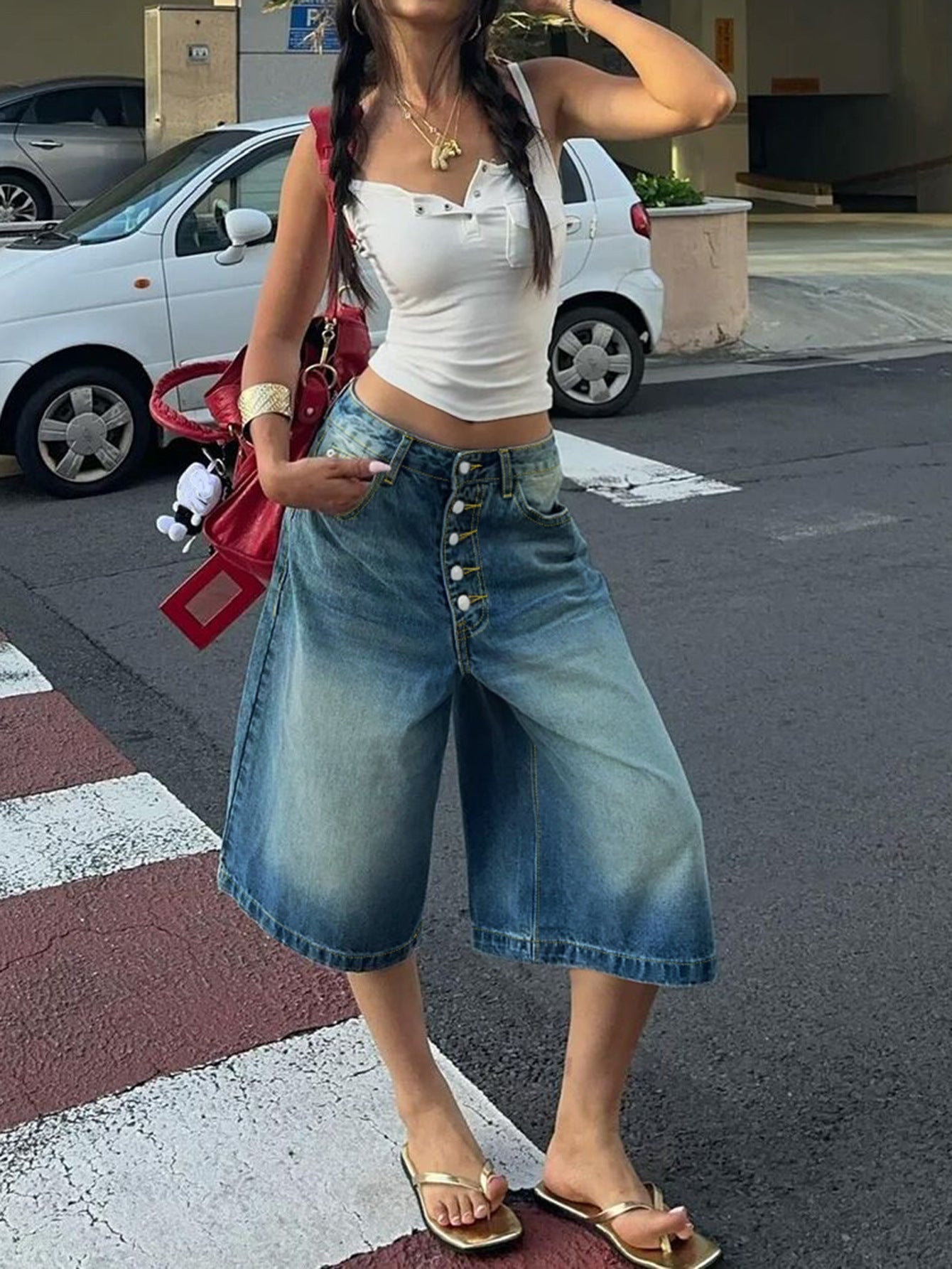 Women’s Denim Shorts - Multi-Breasted Cropped Fit My Store  40.73