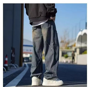 Men’s Distressed Jeans - Retro Loose Blue Black My Store