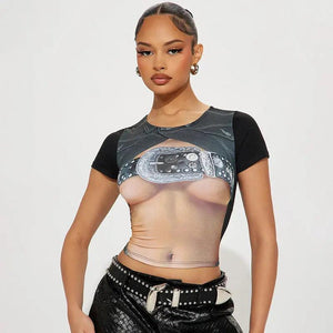 Floral Print Slim Fit Crop Top - MRC STORE