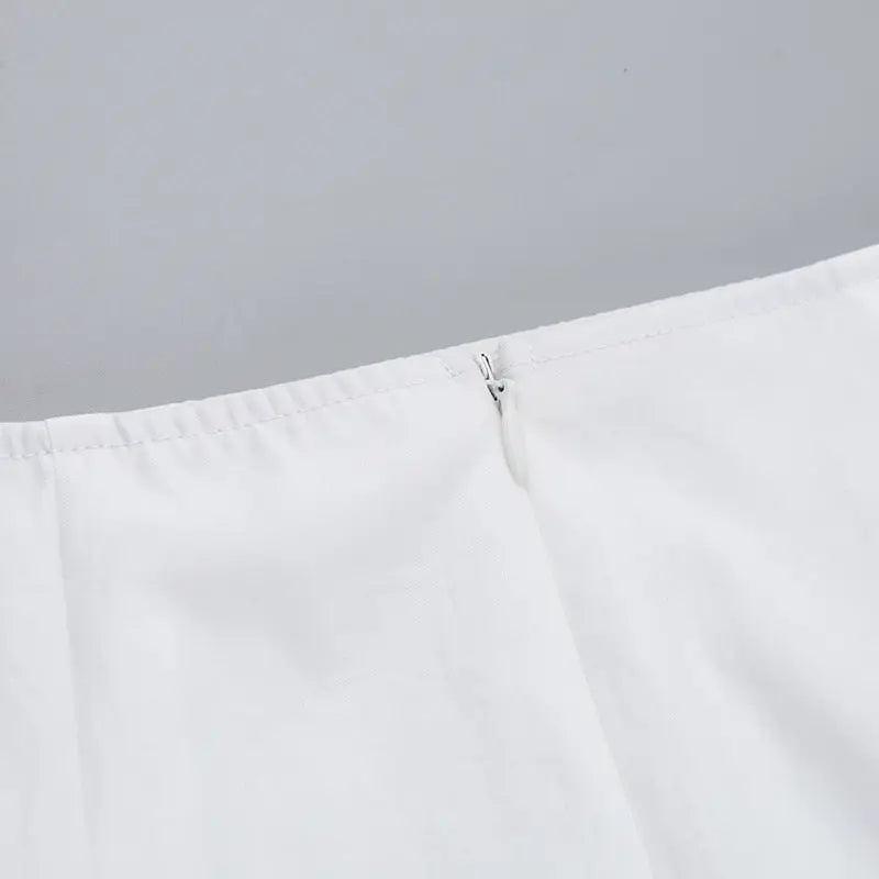 Lace-Up Shirt & High Waist Slit Skirt Set - MRC STORE