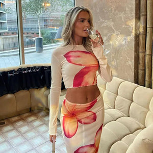 Round Neck Long Sleeve Top Mid length Dress Set - MRC STORE