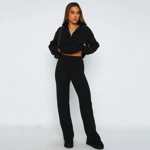 Comfortable Lapel Long Sleeve Pants Suit - MRC STORE
