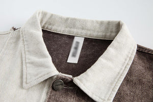 Color Contrast Patchwork Irregular Jacket Coat - Denim Casual Wear for Youth - MRC STORE