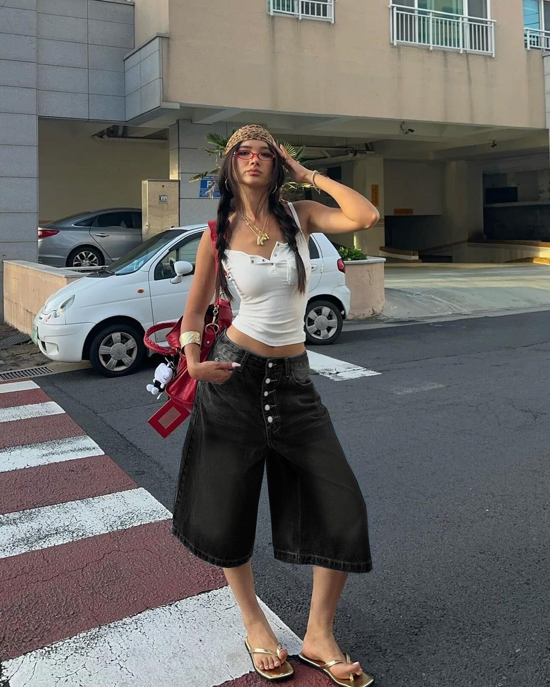 Women’s Denim Shorts - Multi-Breasted Cropped Fit My Store