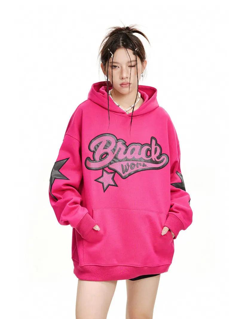 Embroidered Alphabet Hooded Sweater - MRC STORETopMy StoreEmbroidered Alphabet Hooded Sweater - MRC STOREMRC STORECJWY197910306FURose RedL