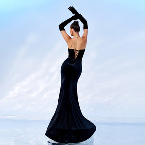 Evening Dress - Black High Slit Fit - MRC STOREDressMRC STOREWomen’s Evening Dress - Black High Slit Fit MRC STORE MRC STORECJLY220336903CXBlack Without GlovesL