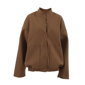 Vintage Woolen Stand Collar Coat - MRC STORE