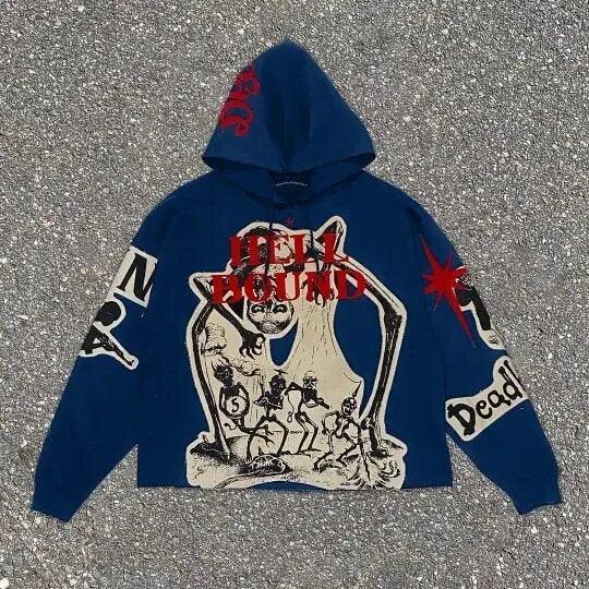 Vintage Gothic Loose Fit Hoodie - MRC STORE
