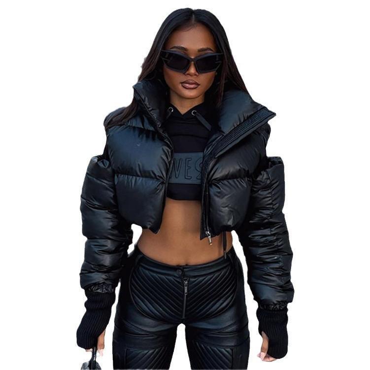 Mechanical Style Off-Shoulder Zipper Cotton Jacket - MRC STORE