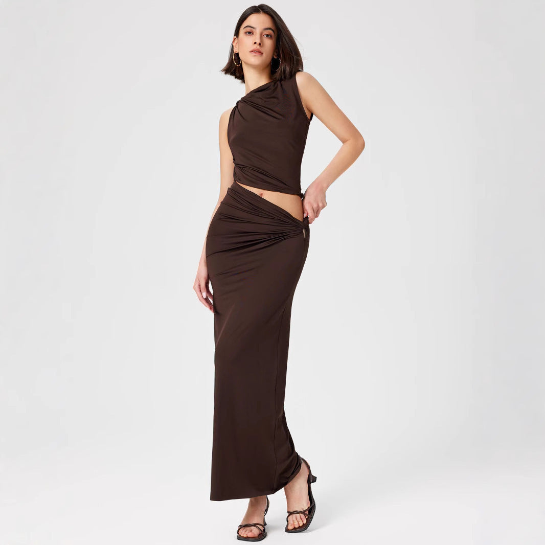 Women’s Fashion Suit - Sleeveless Long Skirt Set My Store