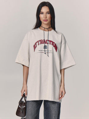 Women’s Letter T-Shirt - Loose Shoulder Printed Top My Store  34.82