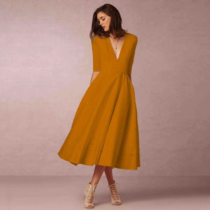 Chic V Neck Swing Dress - MRC STORE