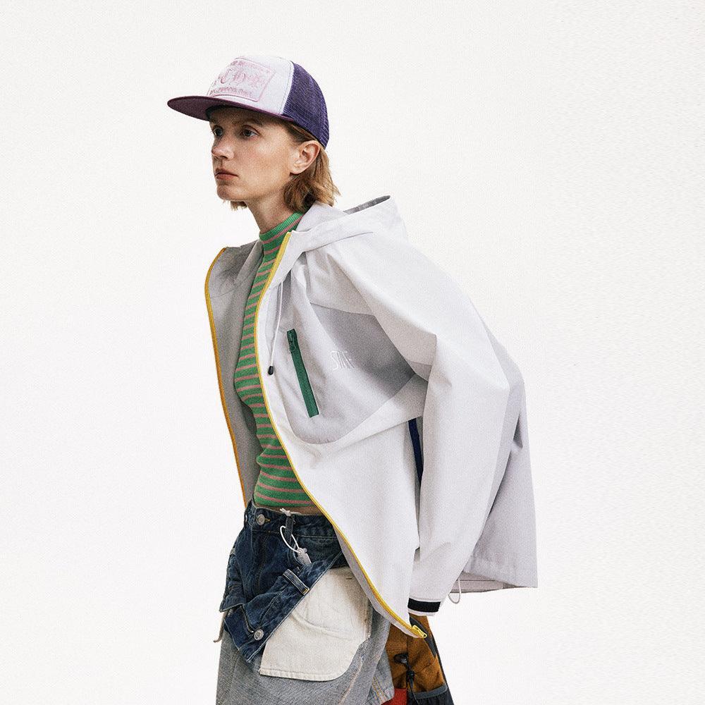 Outdoor Sports Contrast Color Hooded Zipper Jacket - MRC STORE