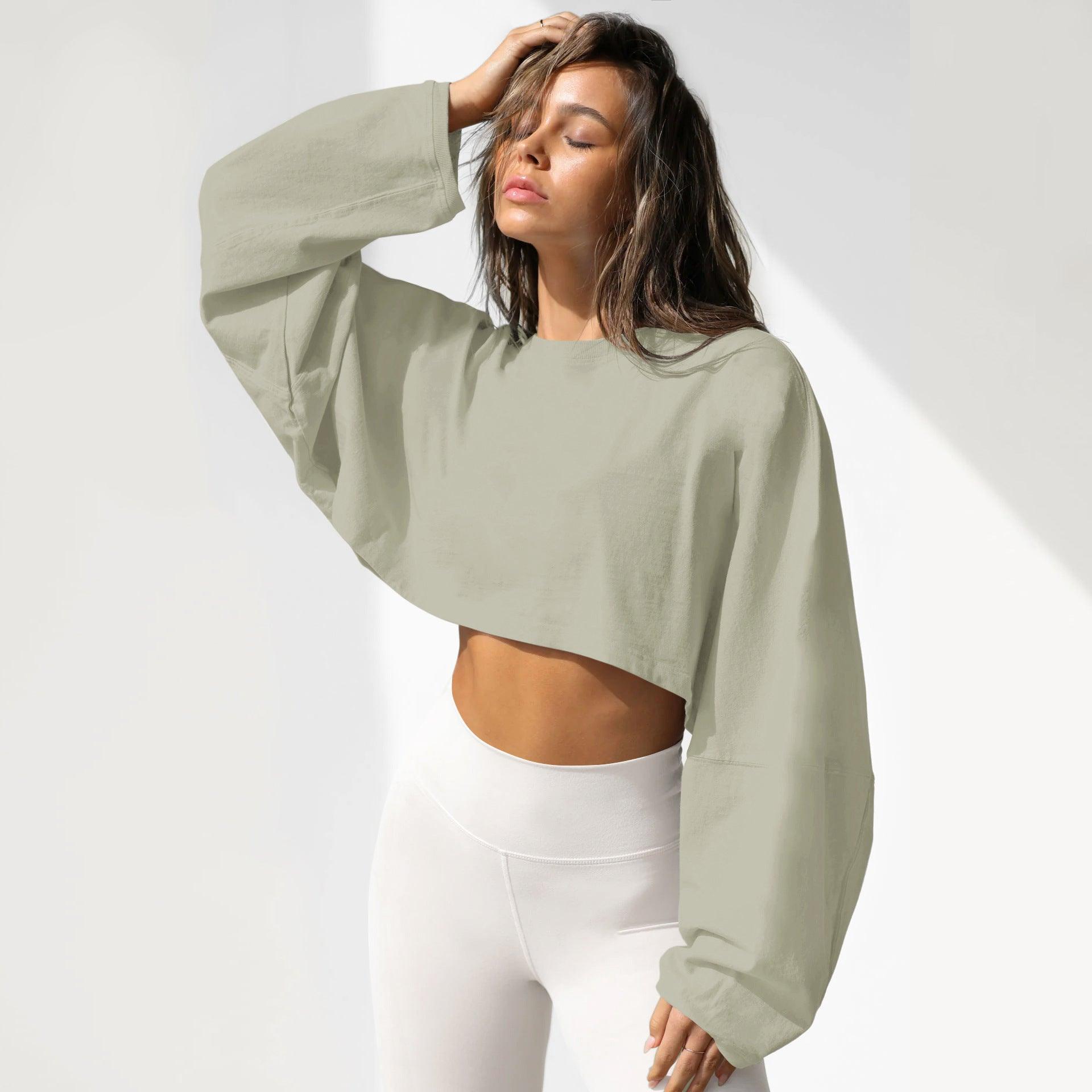 Women's Round Neck Distressed Sports Sweater – European & American Short Pullover - MRC STORE