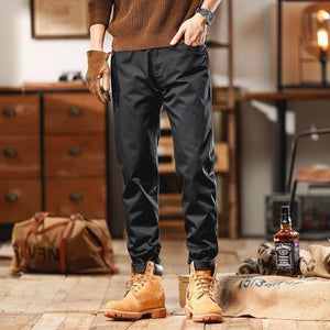 Solid Color Business Style Slim-Fitting Long Pants - MRC STORE