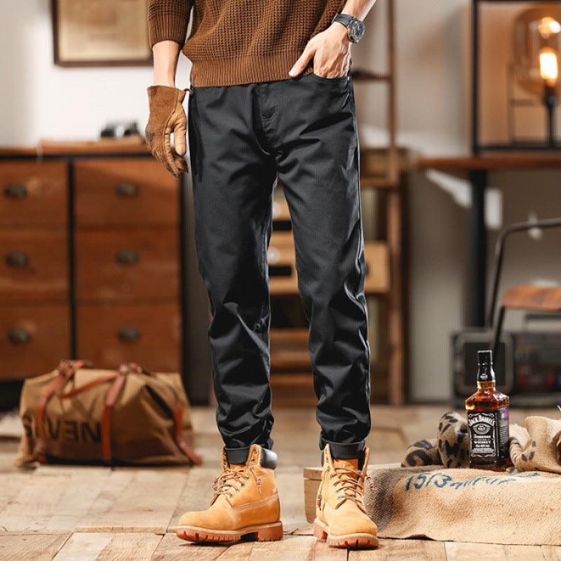 Solid Color Business Style Slim-Fitting Long Pants - MRC STORE