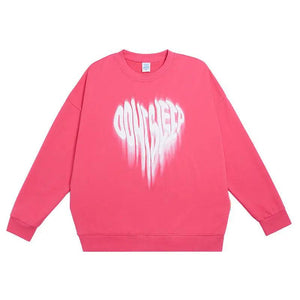 Unreal Heart Foam Print Crew Neck Sweatshirt - MRC STORE