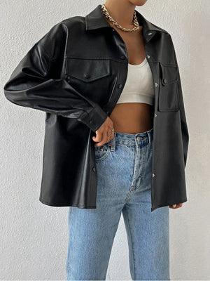 Women’s PU Jacket - Solid Color Street Style My Store