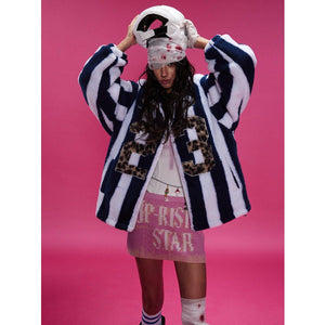 Fashion Coat Personalized Women's Lamb Wool Coat – Retro Plaid and Solid Design for Teens - MRC STORE