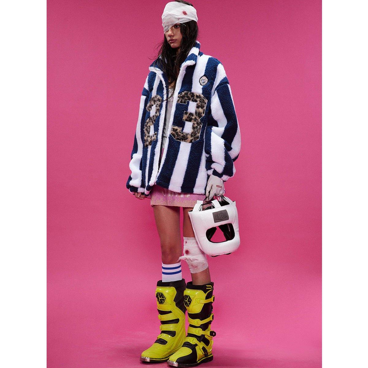 Fashion Coat Personalized Women's Lamb Wool Coat – Retro Plaid and Solid Design for Teens - MRC STORE