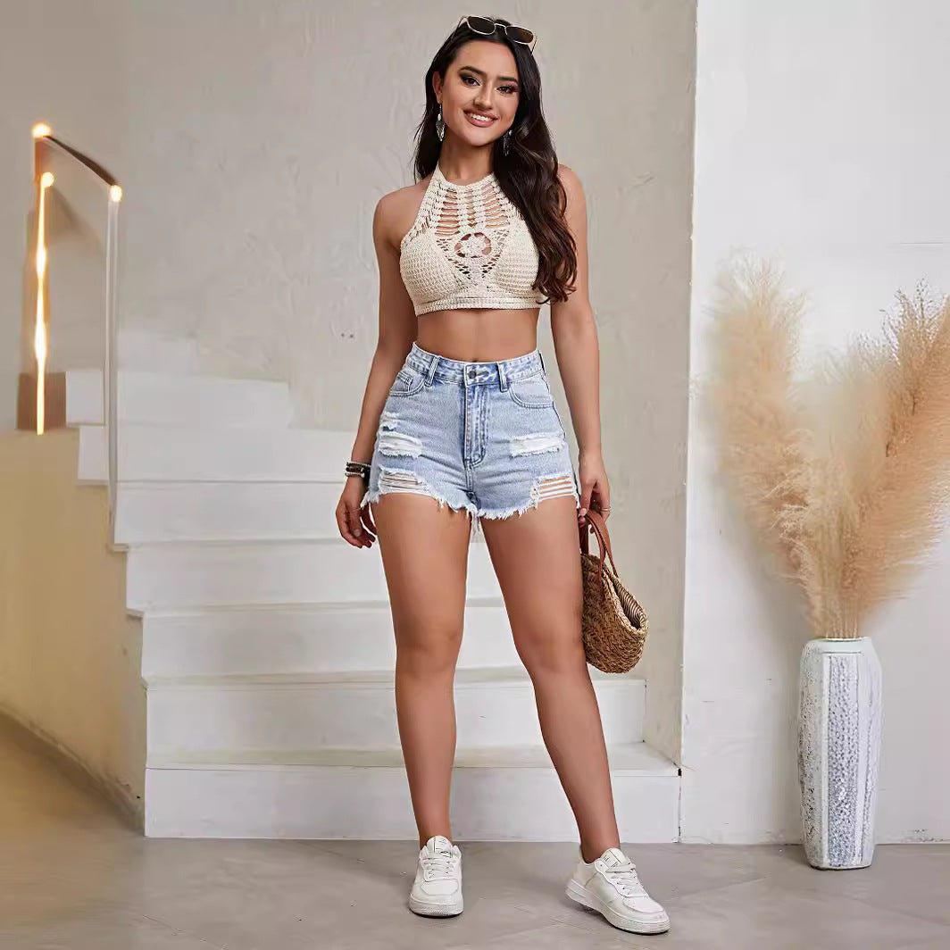 Fashion Distressed Denim Shorts - Trendy and Comfortable - MRC STORE