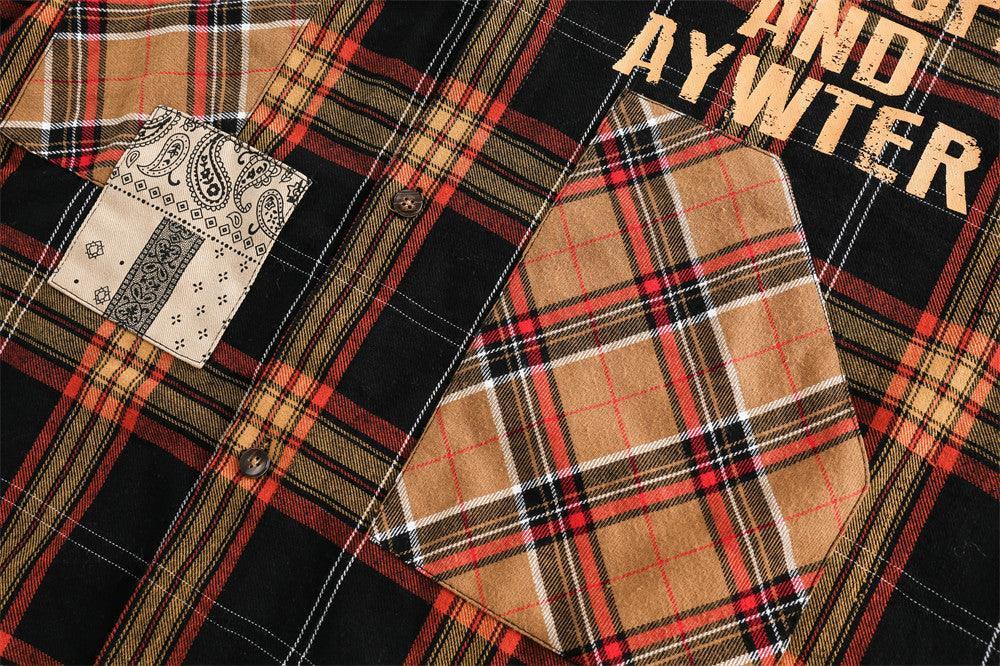 Fashion Letter Print Irregular Pocket Lapel Shirt - Loose Long Sleeve Streetwear in Yellow & Black - MRC STORE