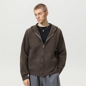 Faux Deer Velvet Retro Knit Hoodie - MRC STOREJacketsMRC STOREPerson wearing a brown zip - up hoodie on a light gray backgroundMRC STORECJYD259255912LOChocolate Brown2XL