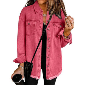 Denim Lapel Top - MRC STORE