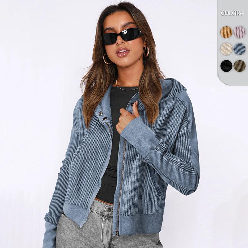 Patchwork Zipper Cardigan - MRC STORE