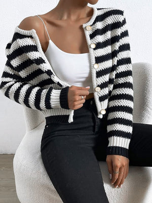 Women’s Cardigan Jacket - Striped Round Neck My Store  26.67