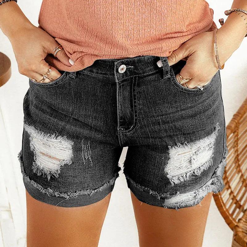Washed & Frayed Casual Shorts - MRC STORE